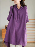 Women's Short Sleeve Casual Cotton Linen Holiday Dresses