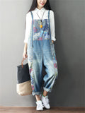 Fashion Printed Splice Denim Jumpsuits