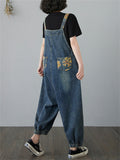 Street Classy Women's Floral Jeans Korean Style Overalls Jumpsuits