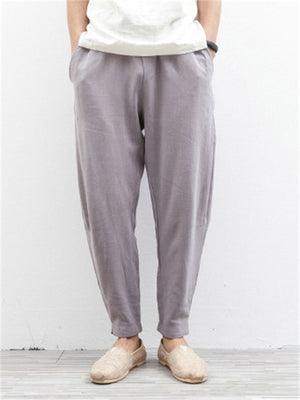 Solid Color Cotton Linen Harem Pants