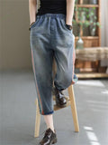 Patchwork Contrast Color Loose Female Jeans