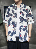 Fashion Chinese Printed Short Sleeve Men's Shirts