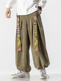 Fashion Embroidery Corduroy Wide Leg Pants for Men