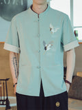 Casual Embroidered Stand Collar Shirts