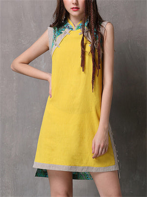 Women's Cute Linen Qipao Dress