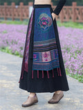 Women's Jacquard Applique Elasticated Waist Embroidered Ethnic Skirt