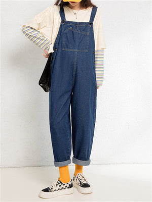 Stylish Casual Slim Denim Dungarees for Young