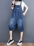 Lady High Waist Comfy Perfect Cropped Jeans Jumpsuits