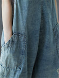 Casual Ripped Wide Leg Denim Jumpsuits