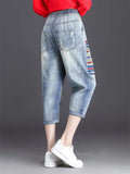 Summer Small Hole Female Cropped Jeans