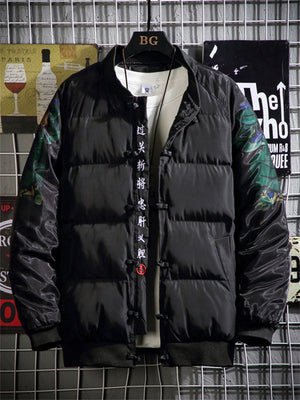 Men's Cool Guan Yu Printed Winter Street Coat