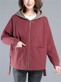 Fashion Korean Style Hooded Mom Jackets for Women