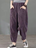 Solid Color Retro Corduroy Harem Pants