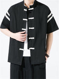 Chinese Style Retro Contrast Color Men's Shirts