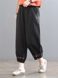 Women's Elastic Waist Comfy Cotton Linen Pants