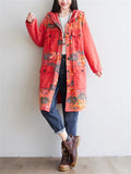 Floral Printed Hooded Jacket With Pockets