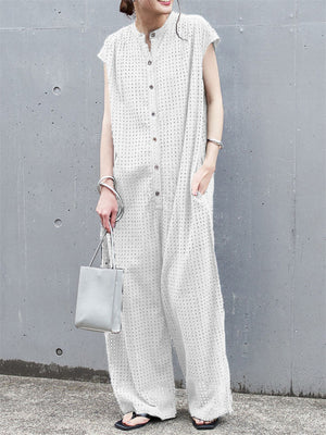 Women's Cozy Relaxed Eyelet Jumpsuits