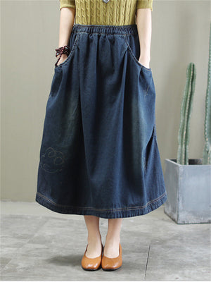 Ladies Spring Autumn Literary Classy Fresh Skirt