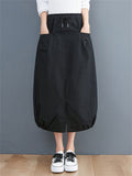 Summer Loose Fashion Large Size Elastic Slit Lantern Lady Skirt