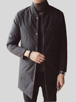 Men's Stand Collar Midi Coat