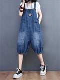 Lady High Waist Comfy Perfect Cropped Jeans Jumpsuits