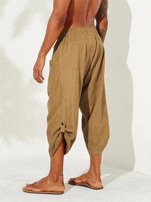 Men's Calf Length Linen Harem Pants